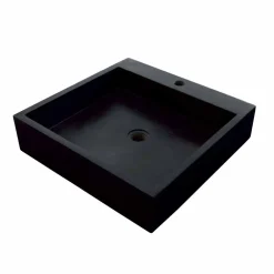 Viadurini Bathroom Steinwaschbecken-Aufsatzwaschbecken schwarz viereckig aus Basalt Ban Modell