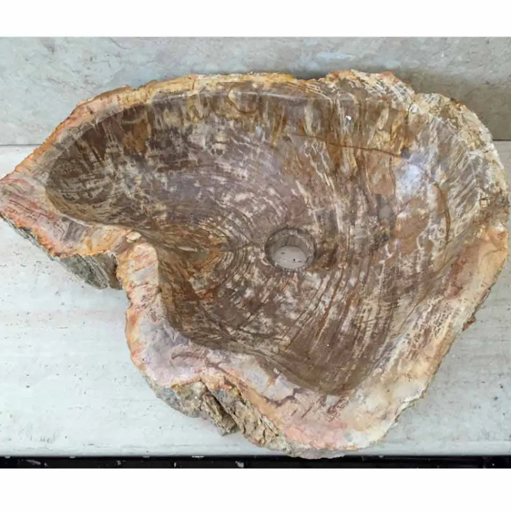 Viadurini Bathroom Steinwaschbecken-Aufsatzwaschbecken Star Mini aus fossilem Holz, handgefertigtes Einzelstück