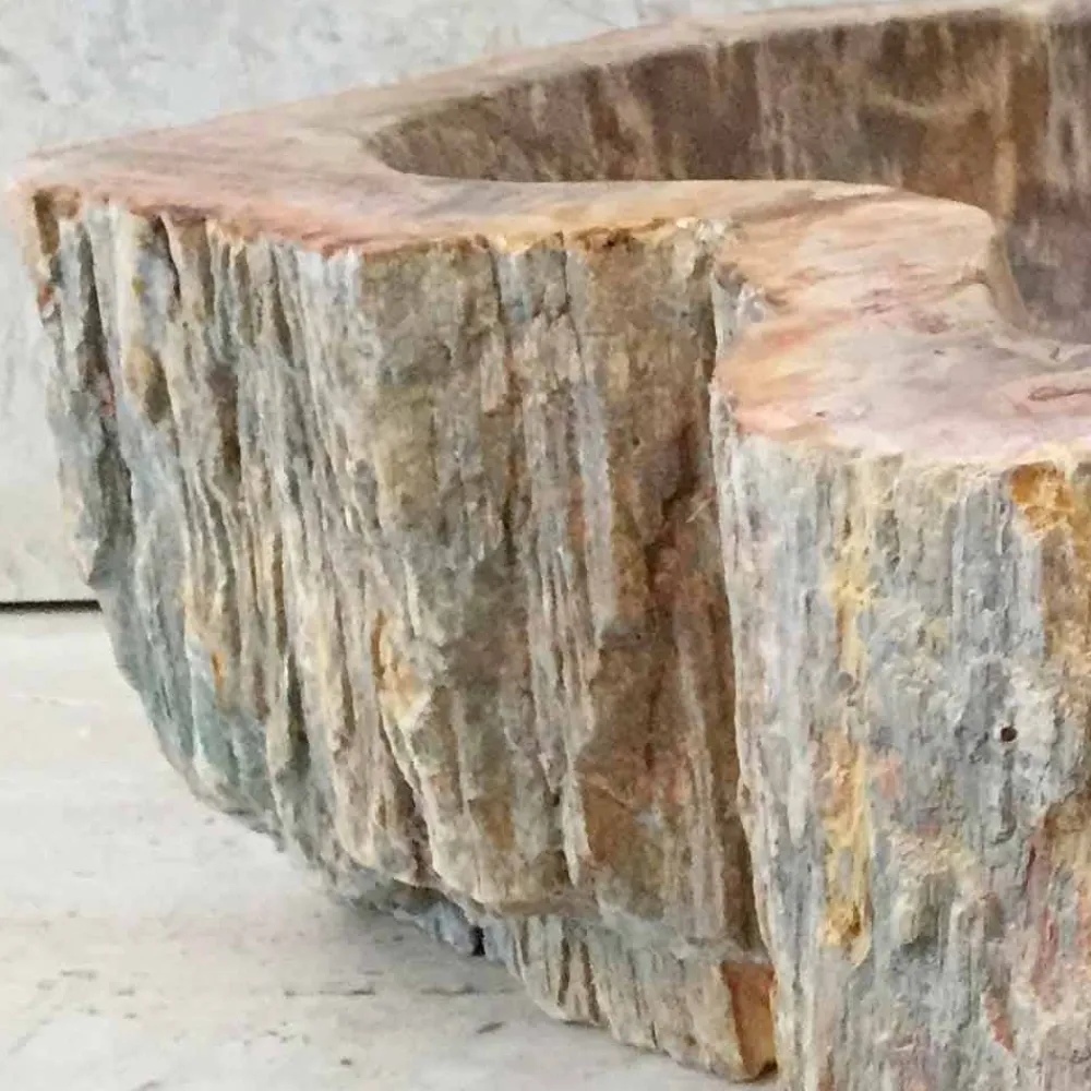 Viadurini Bathroom Steinwaschbecken-Aufsatzwaschbecken Star Mini aus fossilem Holz, handgefertigtes Einzelstück