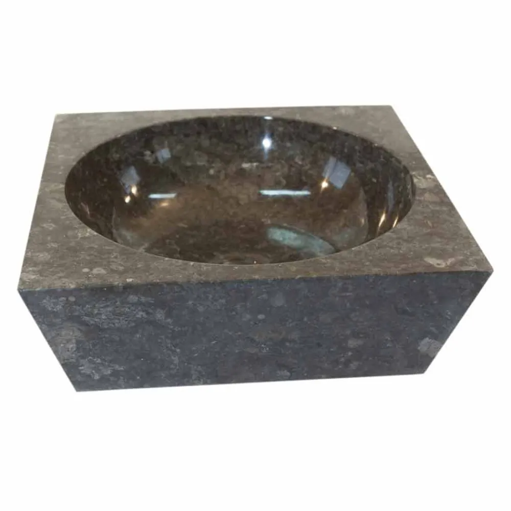 Viadurini Bathroom Steinwaschbecken-Aufsatzwaschbecken viereckig aus naturstein grau Jiny