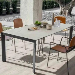 Viadurini in the Garden Ausziehbarer Konsolentisch-Ausziehbare Außenkonsole mit Metallsockel und HPL-Platte - Aghetto