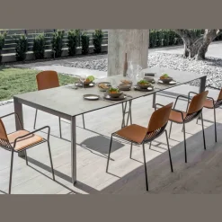 Viadurini in the Garden Ausziehbarer Konsolentisch-Ausziehbare Außenkonsole mit Metallsockel und HPL-Platte - Aghetto