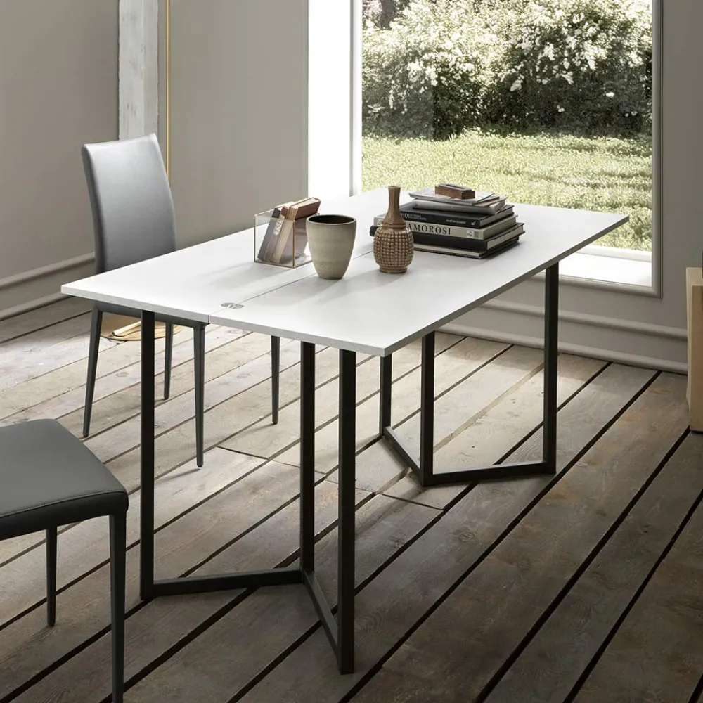 Viadurini Living Ausziehbarer Konsolentisch-Ausziehbare Konsole 150 cm aus Metall und Melamin Made in Italy - Bird