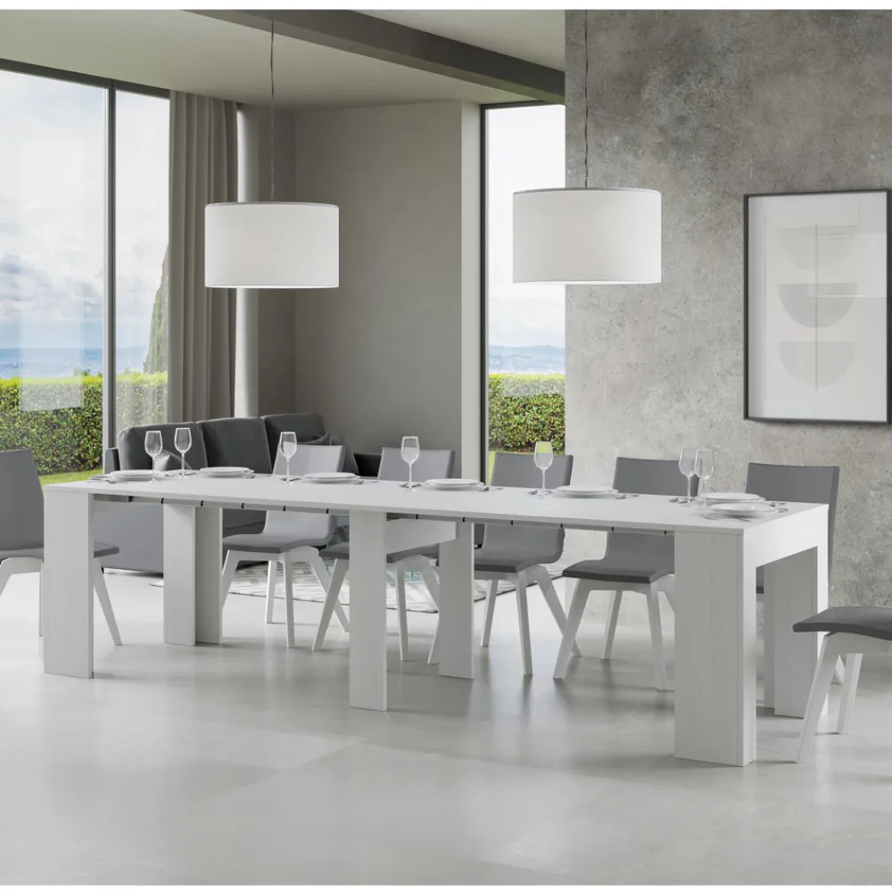 Viadurini Living Ausziehbarer Konsolentisch-Ausziehbare Konsole auf 307 cm aus Holzmikropartikeln Made in Italy – Corona