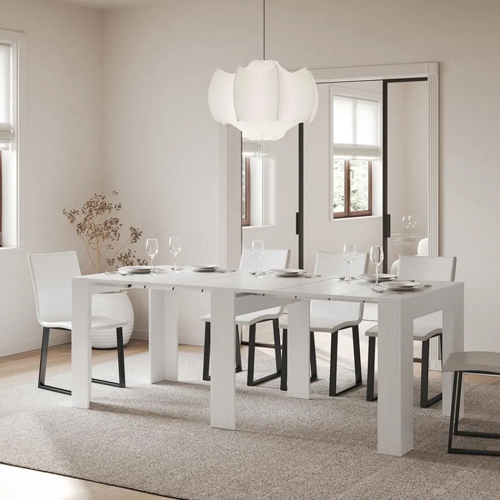 Viadurini Living Ausziehbarer Konsolentisch-Ausziehbare Konsole auf 181 cm aus Melaminplatten „Made in Italy“ – Drago