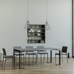 Viadurini Living Ausziehbarer Konsolentisch-Ausziehbare Konsole auf 300 cm mit Anthrazit- und Holzrahmen, hergestellt in Italien – Fata