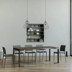 Viadurini Living Ausziehbarer Konsolentisch-Ausziehbare Konsole auf 300 cm mit Anthrazit- und Holzrahmen, hergestellt in Italien – Fata