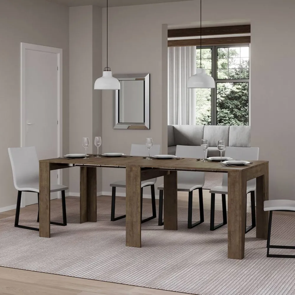 Viadurini Living Ausziehbarer Konsolentisch-Ausziehbare Konsole auf 181 cm in Melamin Essence Made in Italy – Castello