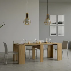 Viadurini Living Ausziehbarer Konsolentisch-Ausziehbare Konsole auf 308 cm mit zentraler Unterstützung, hergestellt in Italien – Oracle