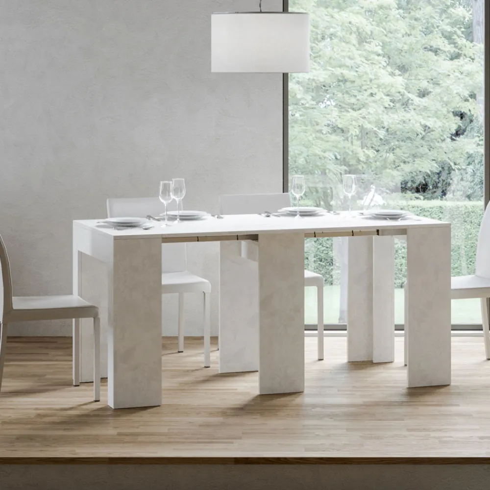 Viadurini Living Ausziehbarer Konsolentisch-Ausziehbare Konsole auf 299 cm mit internen Erweiterungen, hergestellt in Italien – Sanduhr