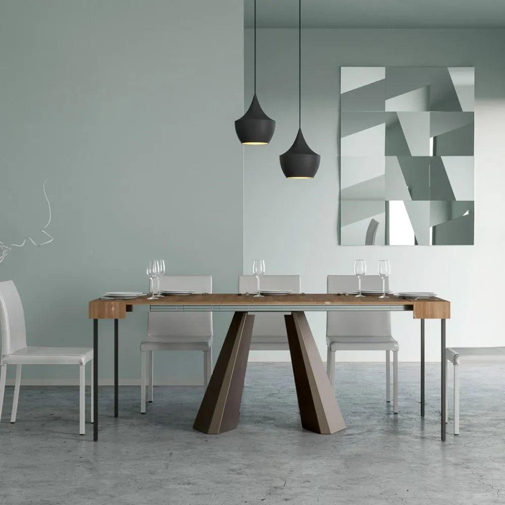 Viadurini Living Ausziehbarer Konsolentisch-Ausziehbare Konsole auf 300 cm mit Beinen in Bärenoptik, hergestellt in Italien – Destino