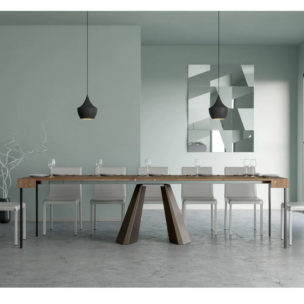 Viadurini Living Ausziehbarer Konsolentisch-Ausziehbare Konsole auf 300 cm mit Beinen in Bärenoptik, hergestellt in Italien – Destino