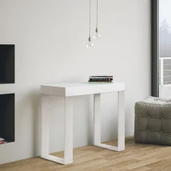 Viadurini Living Ausziehbarer Konsolentisch-Ausziehbare Konsole bis 300 cm mit weißem Rahmen, hergestellt in Italien – Tesoro