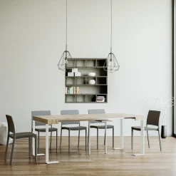 Viadurini Living Ausziehbarer Konsolentisch-Ausziehbare Konsole bis 300 cm mit weißem Rahmen, hergestellt in Italien – Tesoro