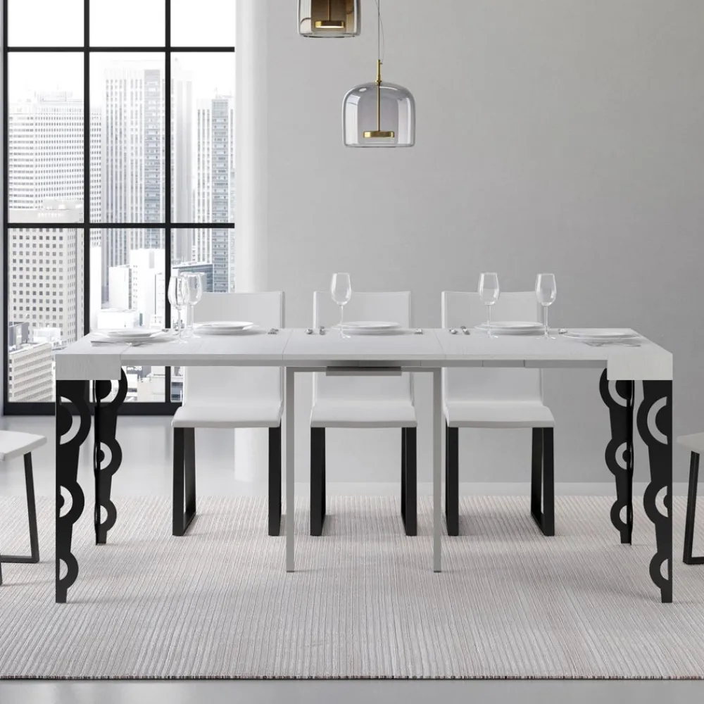 Viadurini Living Ausziehbarer Konsolentisch-Ausziehbare Konsole mit modernen Eisenbeinen, hergestellt in Italien – Palazzo