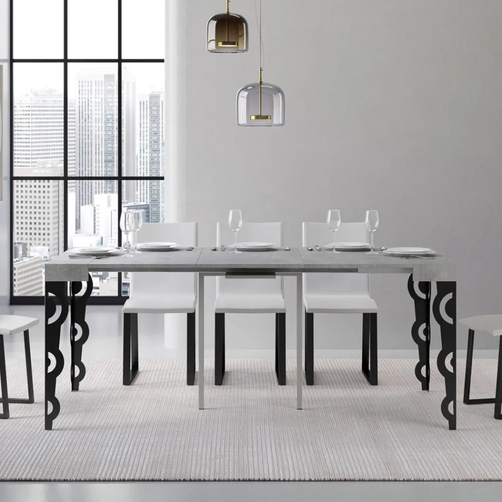 Viadurini Living Ausziehbarer Konsolentisch-Ausziehbare Konsole mit modernen Eisenbeinen, hergestellt in Italien – Palazzo