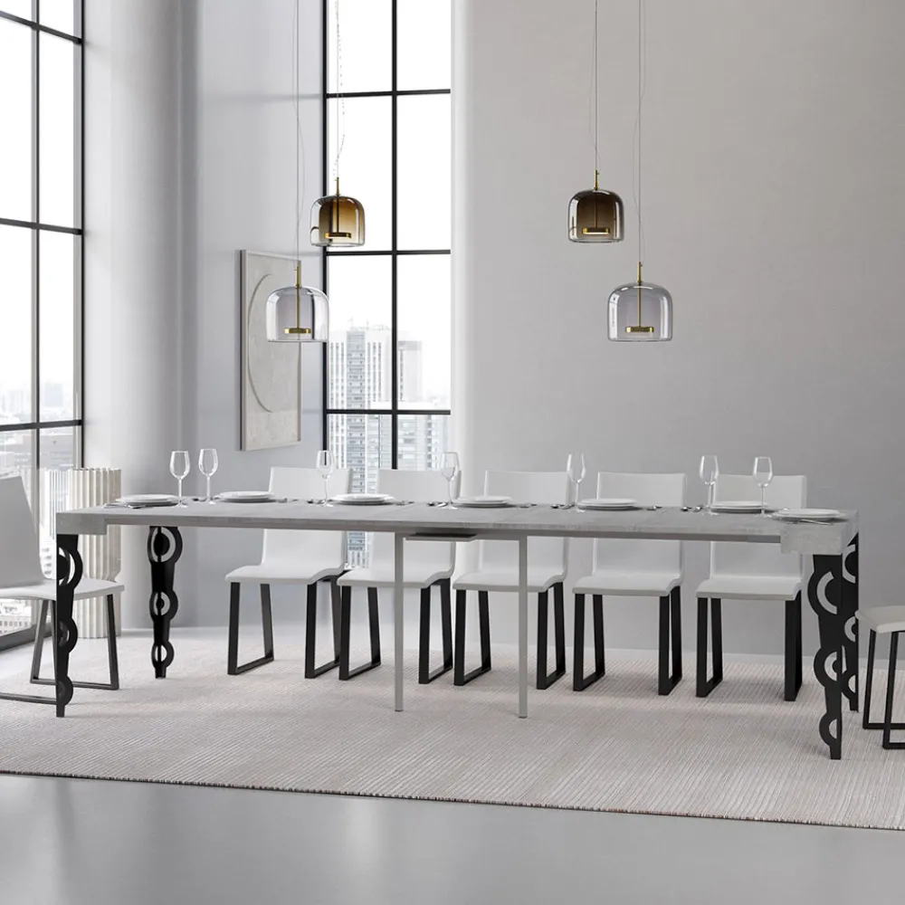 Viadurini Living Ausziehbarer Konsolentisch-Ausziehbare Konsole mit modernen Eisenbeinen, hergestellt in Italien – Palazzo