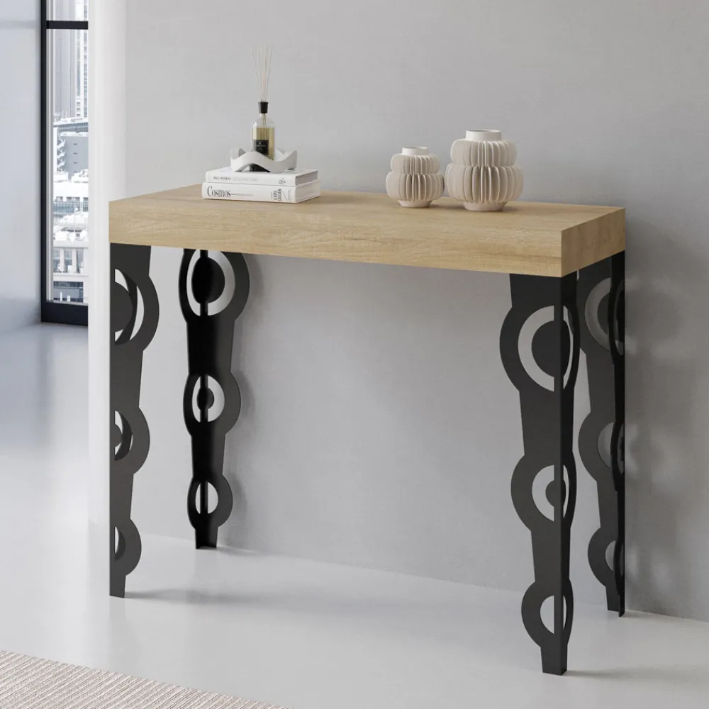 Viadurini Living Ausziehbarer Konsolentisch-Ausziehbare Konsole mit modernen Eisenbeinen, hergestellt in Italien – Palazzo