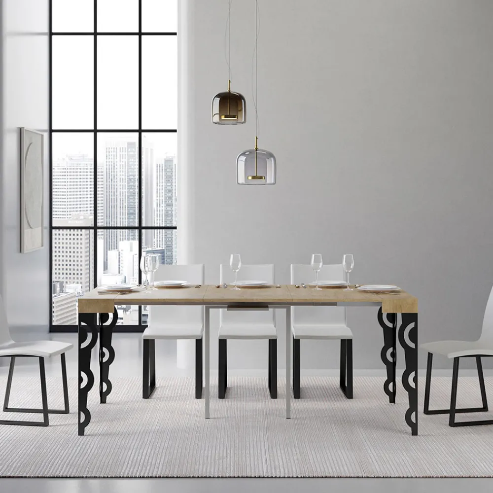 Viadurini Living Ausziehbarer Konsolentisch-Ausziehbare Konsole mit modernen Eisenbeinen, hergestellt in Italien – Palazzo