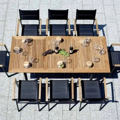 Viadurini in the Garden Gartentische Aus Aluminium|Ausziehbare Gartentische-Ausziehbarer Butterfly-Tisch bis 210 cm aus Aluminium und Teakholzplatte - Incanto