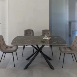 Viadurini Living Ausziehbare Esstische-Ausziehbarer Esstisch auf 230 cm aus Glaskeramik und Metall – Kinari