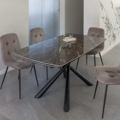 Viadurini Living Ausziehbare Esstische-Ausziehbarer Esstisch auf 230 cm aus Glaskeramik und Metall – Kinari