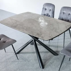 Viadurini Living Ausziehbare Esstische-Ausziehbarer Esstisch auf 200 cm aus Glaskeramik und Metall – Naisha