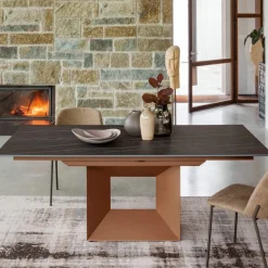 Viadurini Living Ausziehbare Esstische-Ausziehbarer Esstisch auf 298 cm aus Keramik und Metall, hergestellt in Italien – Sonnenblume