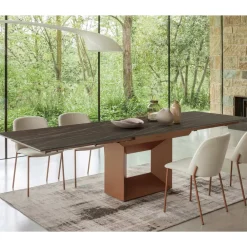 Viadurini Living Ausziehbare Esstische-Ausziehbarer Esstisch auf 298 cm aus Keramik und Metall, hergestellt in Italien – Sonnenblume