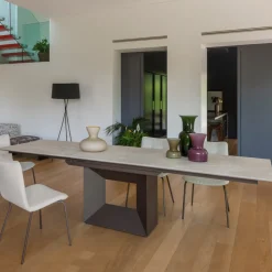 Viadurini Living Ausziehbare Esstische-Ausziehbarer Esstisch auf 298 cm aus Keramik und Metall, hergestellt in Italien – Sonnenblume