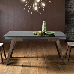 Viadurini Living Ausziehbare Esstische-Ausziehbarer Esstisch aus italienischem Rauchglas, Dimitri