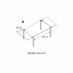Viadurini Living Esstische Nach Mass|Ausziehbare Esstische-Ausziehbarer Esstisch aus extraleichtem Glas und Metall Made in Italy - Sopot