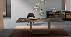 Viadurini Living Esstische Nach Mass|Ausziehbare Esstische-Ausziehbarer Esstisch aus Keramik und Metall Made in Italy - Dunkelbraun