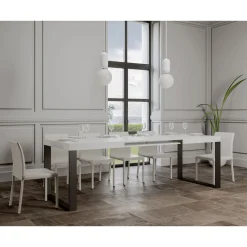 Viadurini Living Ausziehbare Esstische-Ausziehbarer Esstisch aus Melaminholz und Eisen, hergestellt in Italien – Badesi