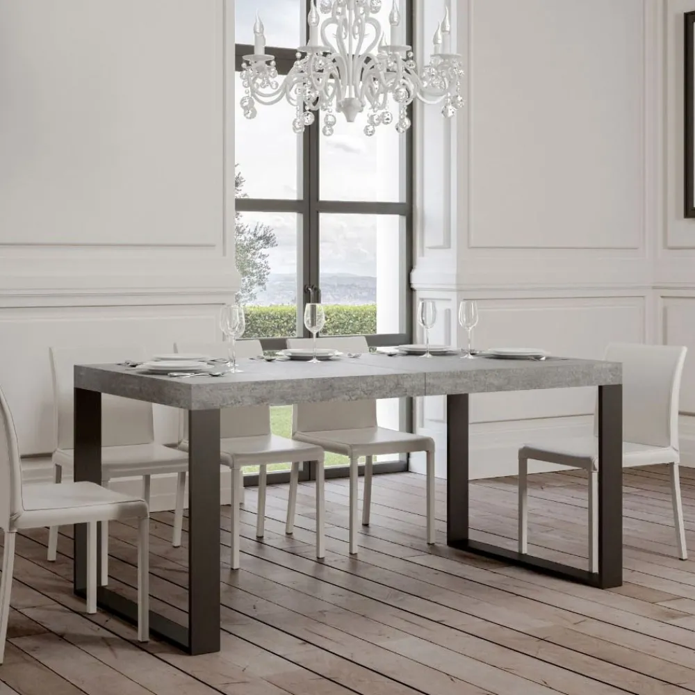 Viadurini Living Ausziehbare Esstische-Ausziehbarer Esstisch aus Melaminholz und Eisen, hergestellt in Italien – Badesi