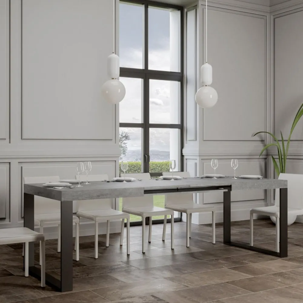 Viadurini Living Ausziehbare Esstische-Ausziehbarer Esstisch aus Melaminholz und Eisen, hergestellt in Italien – Badesi