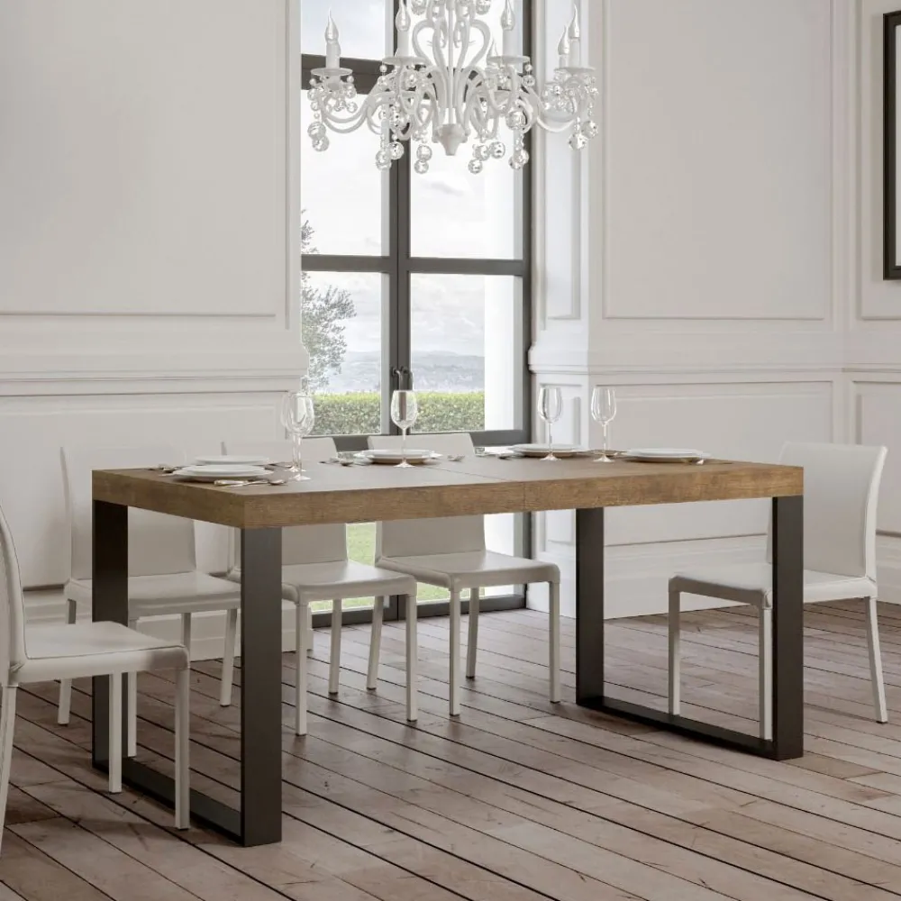 Viadurini Living Ausziehbare Esstische-Ausziehbarer Esstisch aus Melaminholz und Eisen, hergestellt in Italien – Badesi