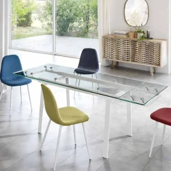 Viadurini Living Ausziehbare Esstische-Ausziehbarer Esstisch aus Glas, L 140 / 200x P 80 cm - Nardo