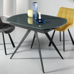 Viadurini Living Ausziehbare Esstische-Ausziehbarer Esstisch bis 180 cm aus Glas und lackiertem Metall - Beatriz