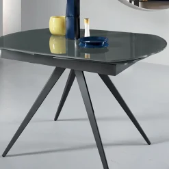 Viadurini Living Ausziehbare Esstische-Ausziehbarer Esstisch bis 180 cm aus Glas und lackiertem Metall - Beatriz