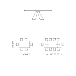 Viadurini Living Ausziehbare Esstische-Ausziehbarer Esstisch bis 300 cm in Fenix Made in Italy – Dalmatiner