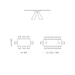 Viadurini Living Ausziehbare Esstische-Ausziehbarer Esstisch bis 300 cm in Fenix Made in Italy – Dalmatiner