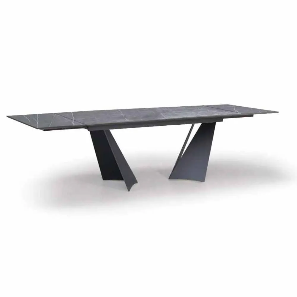 Viadurini Living Ausziehbare Esstische-Ausziehbarer Esstisch Bis zu 294 cm in Gres und Metall Made in Italy - Nuzzio