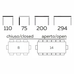 Viadurini Living Ausziehbare Esstische-Ausziehbarer Esstisch Bis zu 294 cm in Gres und Metall Made in Italy - Nuzzio