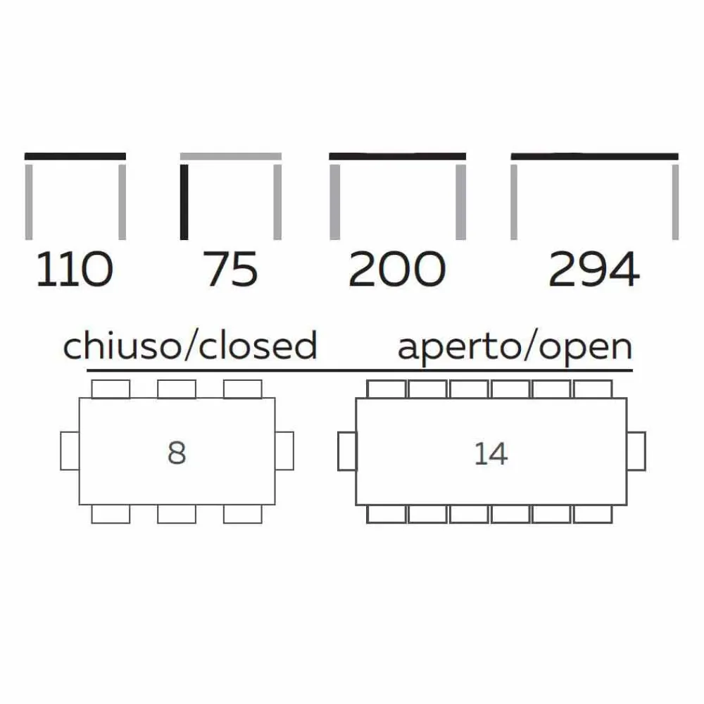 Viadurini Living Ausziehbare Esstische-Ausziehbarer Esstisch Bis zu 294 cm in Gres und Metall Made in Italy - Nuzzio