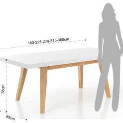 Viadurini Living Ausziehbare Esstische-Ausziehbarer Esstisch Bis zu 315 cm aus Mdf und Massivholz - Paolo
