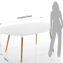 Viadurini Living Esstisch Oval|Ausziehbare Esstische-Ausziehbarer Esstisch bis 270 cm in Mdf und Massivholz - Maurizio