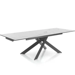 Viadurini Living Ausziehbare Esstische-Ausziehbarer Esstisch bis 240 cm in Keramik und Stahl - Relief