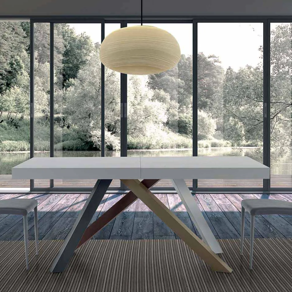 Viadurini Living Ausziehbare Esstische-Ausziehbarer Esstisch bis 450 cm aus Laminat, hergestellt in Italien – Salentino