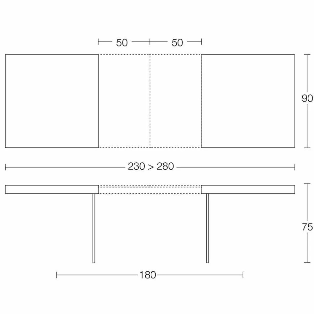 Viadurini Living Ausziehbare Esstische-Ausziehbarer Esstisch Bis zu 280 cm aus Holz und Glas Made in Italy - Focus